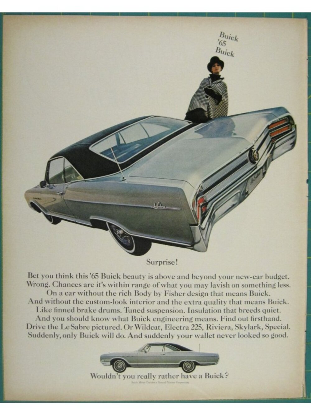 Print Ad Buick 1965 LeSabre Luxury Classic Car Mid-Century Design Automotive Col